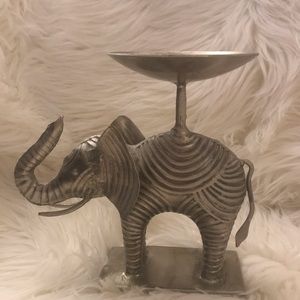 Silver Elephant Candle Holder Pedestal